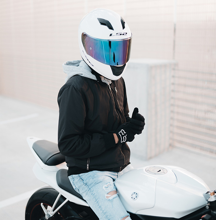 biker man with helmet